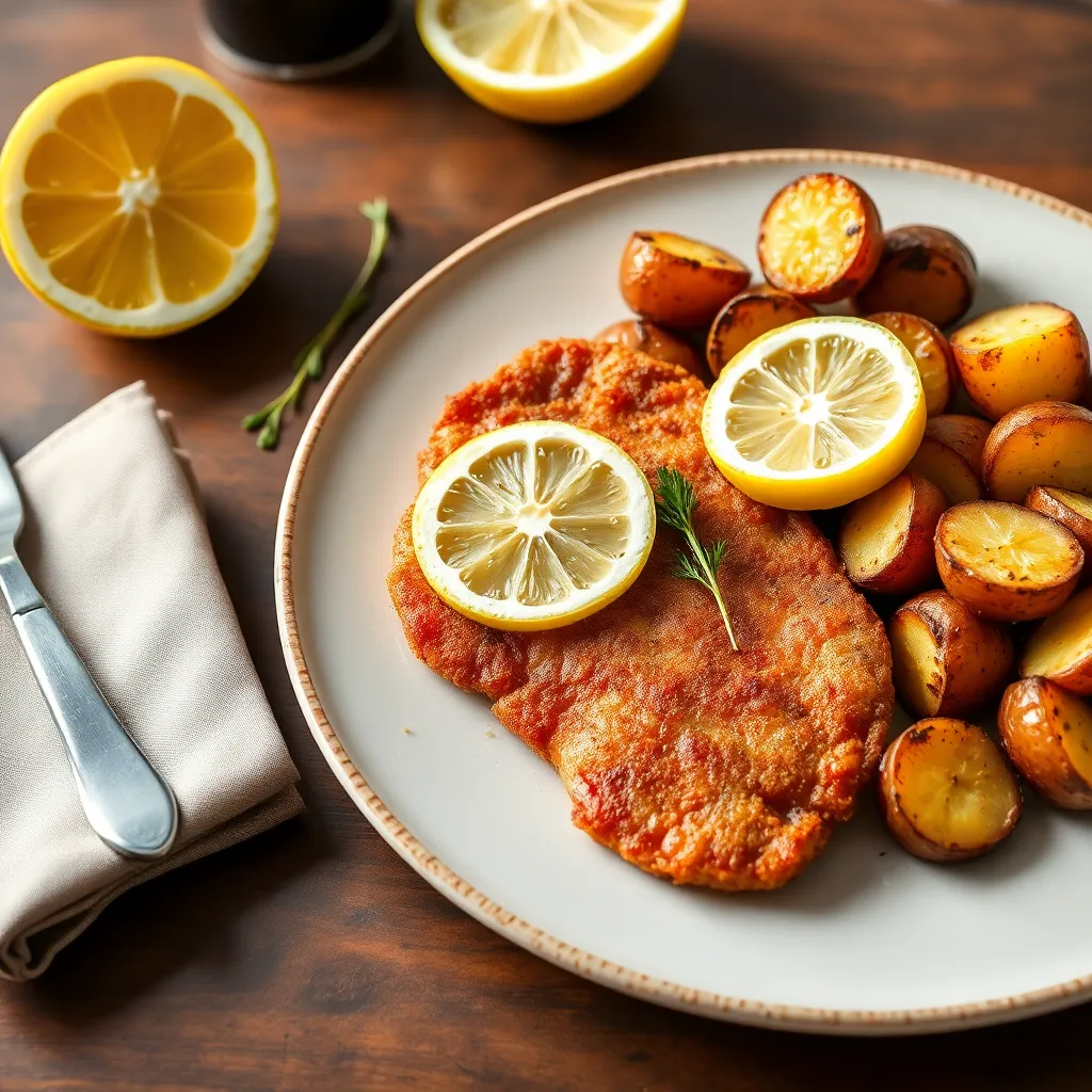 Recept - Pravý bravčový Wienerschnitzel s citrónom a opekanými zemiakmi