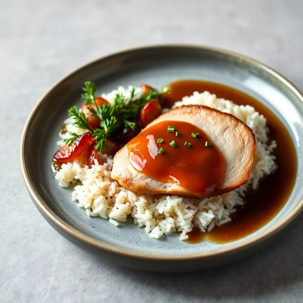Recept - Sous vide kuracie prsia kuracie prsia, s schwardwalska šunka, jazmínová ryža a demiglace 130g/150g