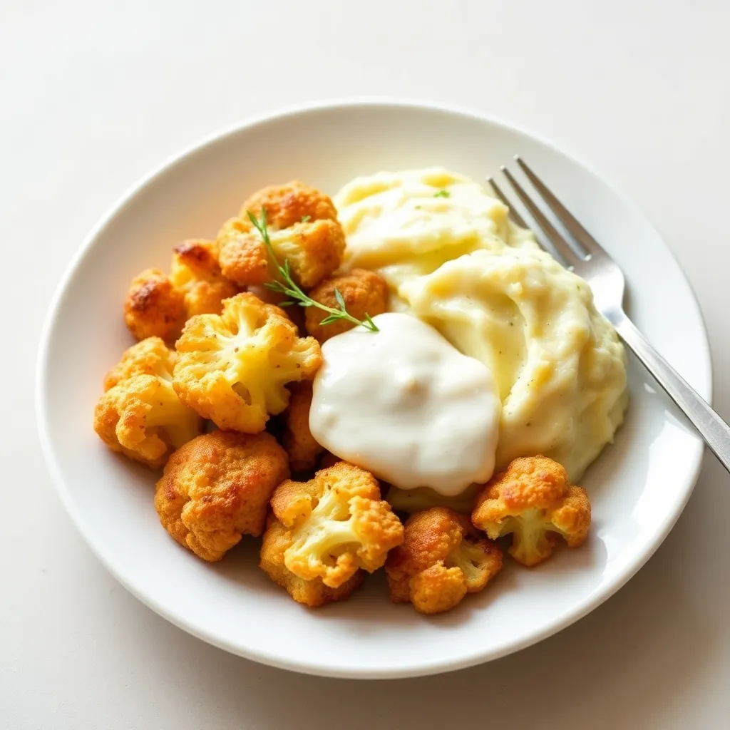 Recept - Vyprážaný karfiol, s zemiakové pyré a tatárska omacká 130g/150