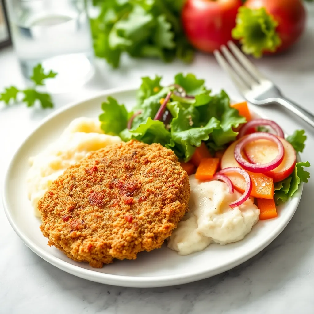 Recept - Vyprážaný kuracie rezníky v Panko strúhanke so zemiakovou kašou, mrkvovo jablkový šalát