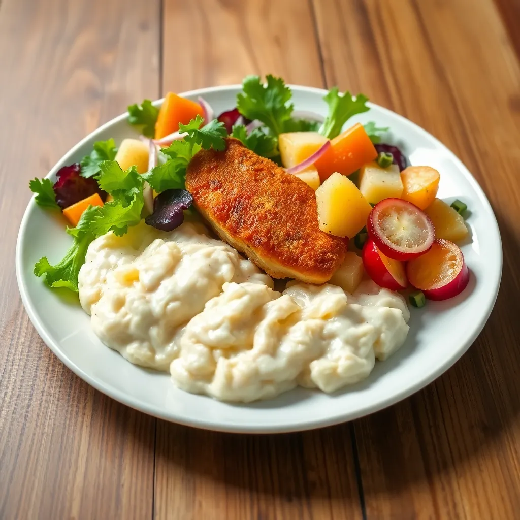 Recept - Vyprážaný kurací Cordon Bleu (Pražská šunka, syr) so zemiakovou kašou a šalátom z mrkvy a ananásu