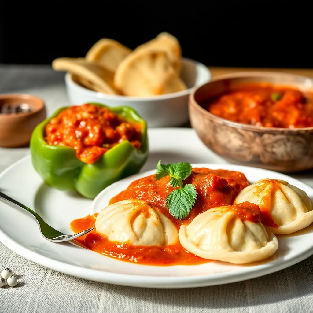 Recept - Plnená paprika na domácej rajčinovej omáčke podávaná s domácou parenou knedľou