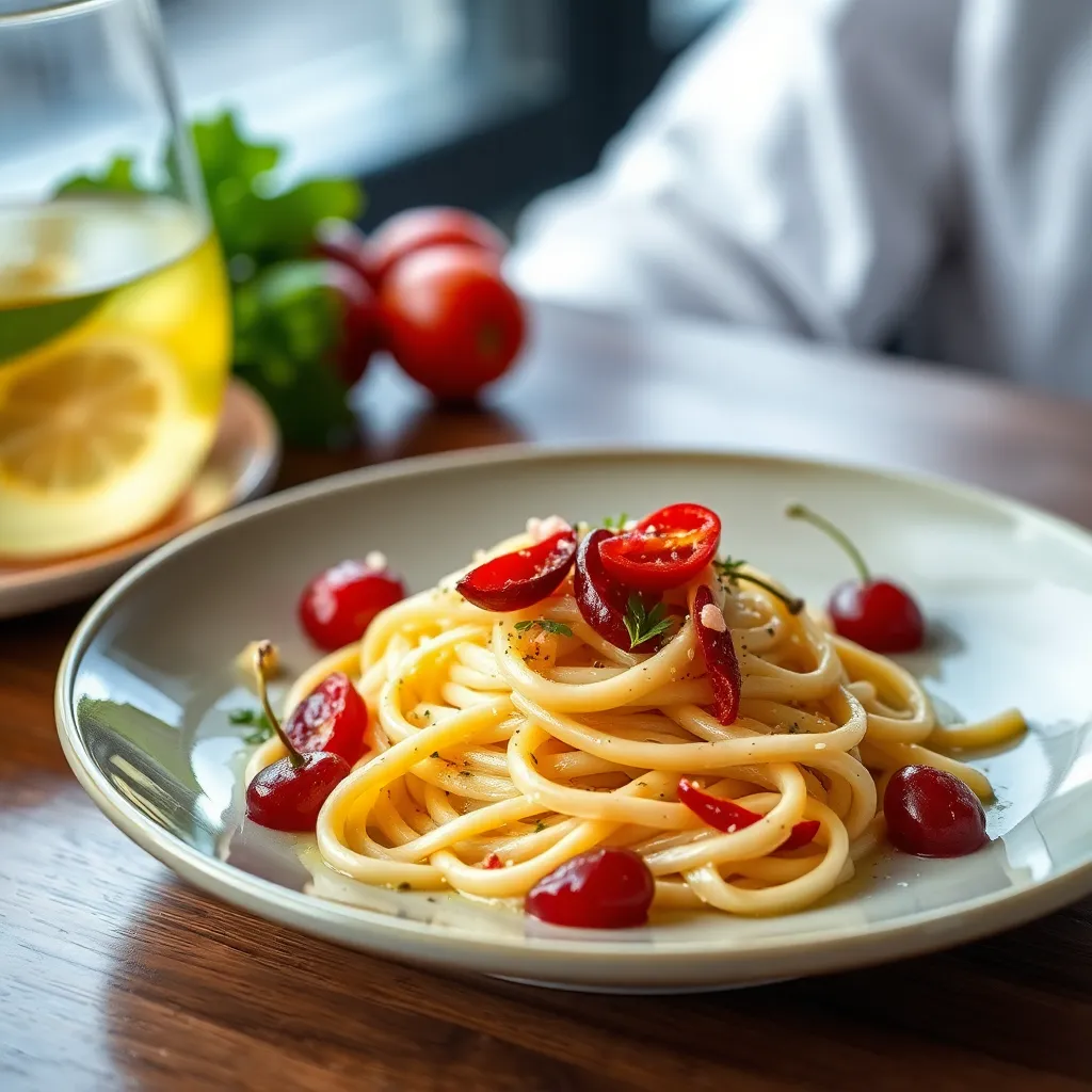 Recept - Špagety Aglio e Olio s chilli, cherry paradajkami a julienne zeleninou, parmezán