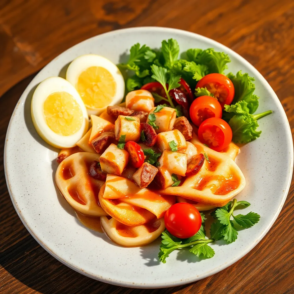 Recept - Zeleninový šalát s vyprážanými kuracími nugetkami a pikantným dressingom, pizza chlieb (zmes šalátov, rajčina, paprika, uhorka)