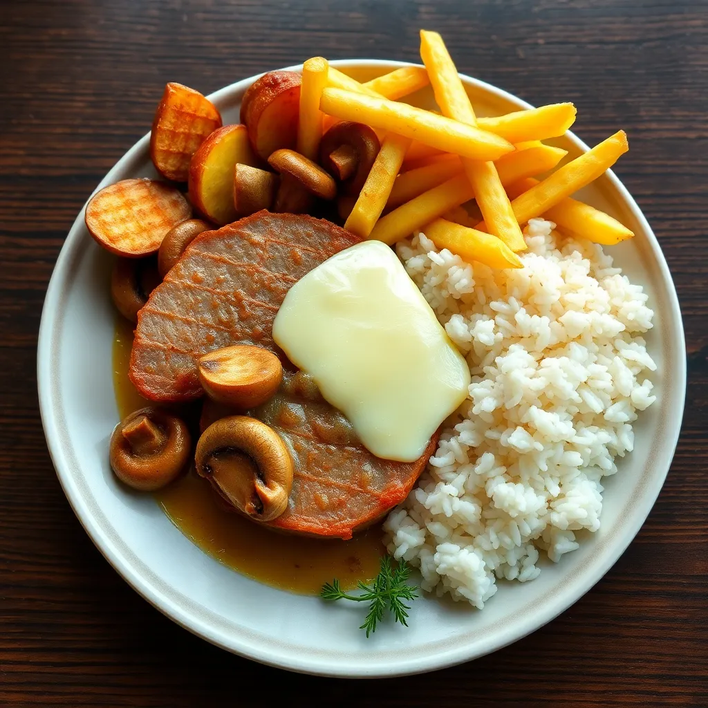 Recept - Bojnícka pochúťka so syrom s ryžou a hranolkami