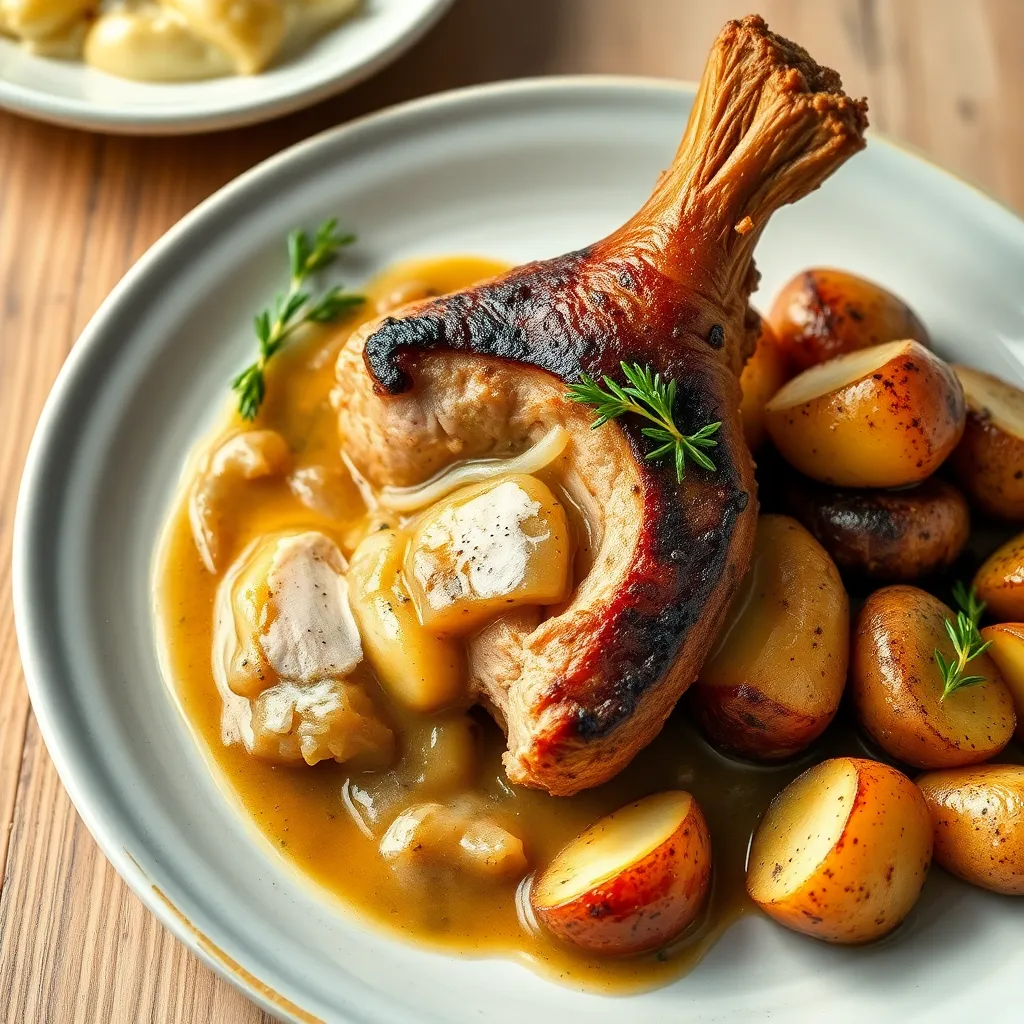 Recept - Pečená bravčová krkovička na cibuľovom prívarku, pečené zemiaky
