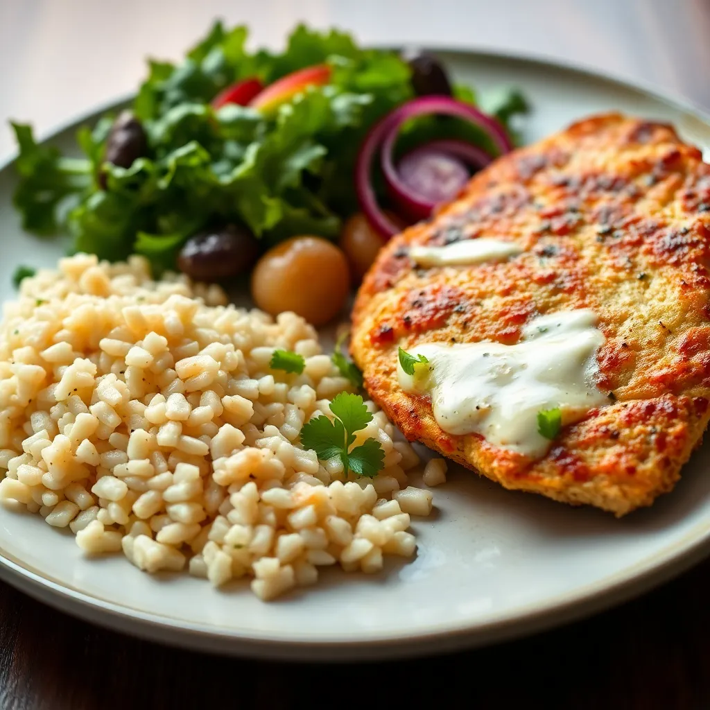 Recept - Francúzsky zapekaný rezeň (br.karé, syr, smotana) s ½ jazmínovou ryžou a ½ opekané zemiaky, šalát Francúzsky zapekaný rezeň (br.karé, syr, smotana) s ½ jazmínovou ryžou ,½ opekané zemiaky, šalát