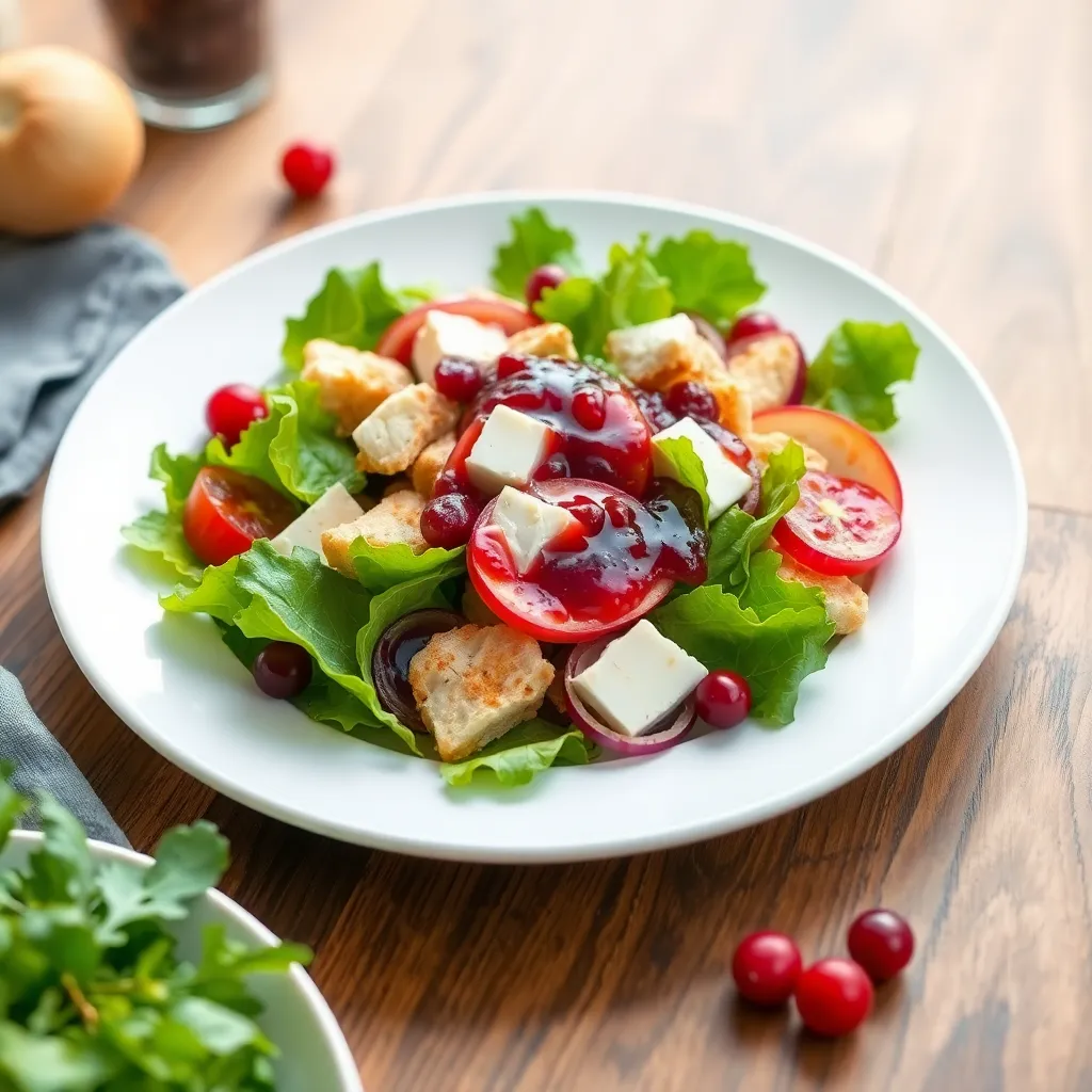 Recept - Miešaný šalát, so kozí syr a brusnicocou omáćkou350g