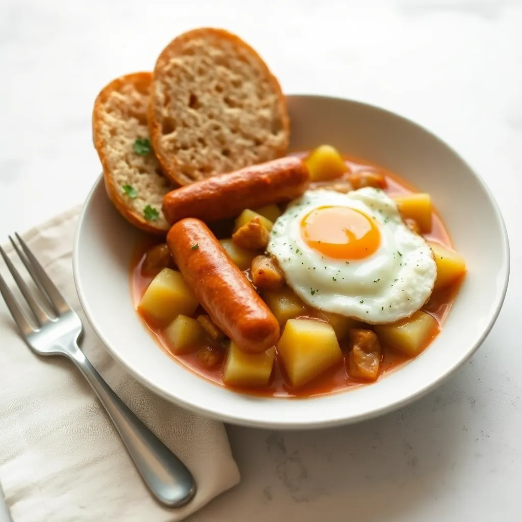 Recept - Zemiakový prívarok so špekačkou a volským okom, chlieb