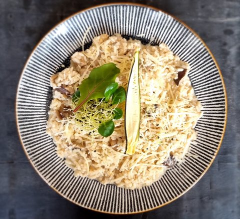 Krémové hubové rizoto, parmezán