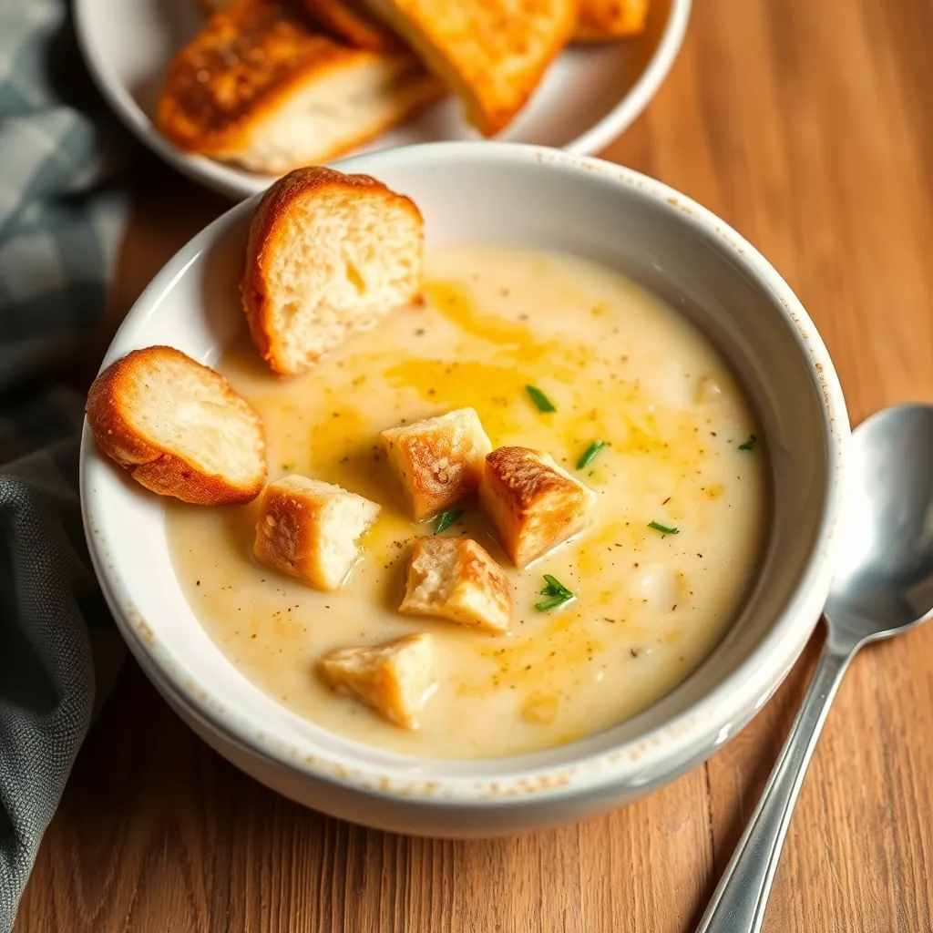 Recept - Cesnaková krémová s krutónmi