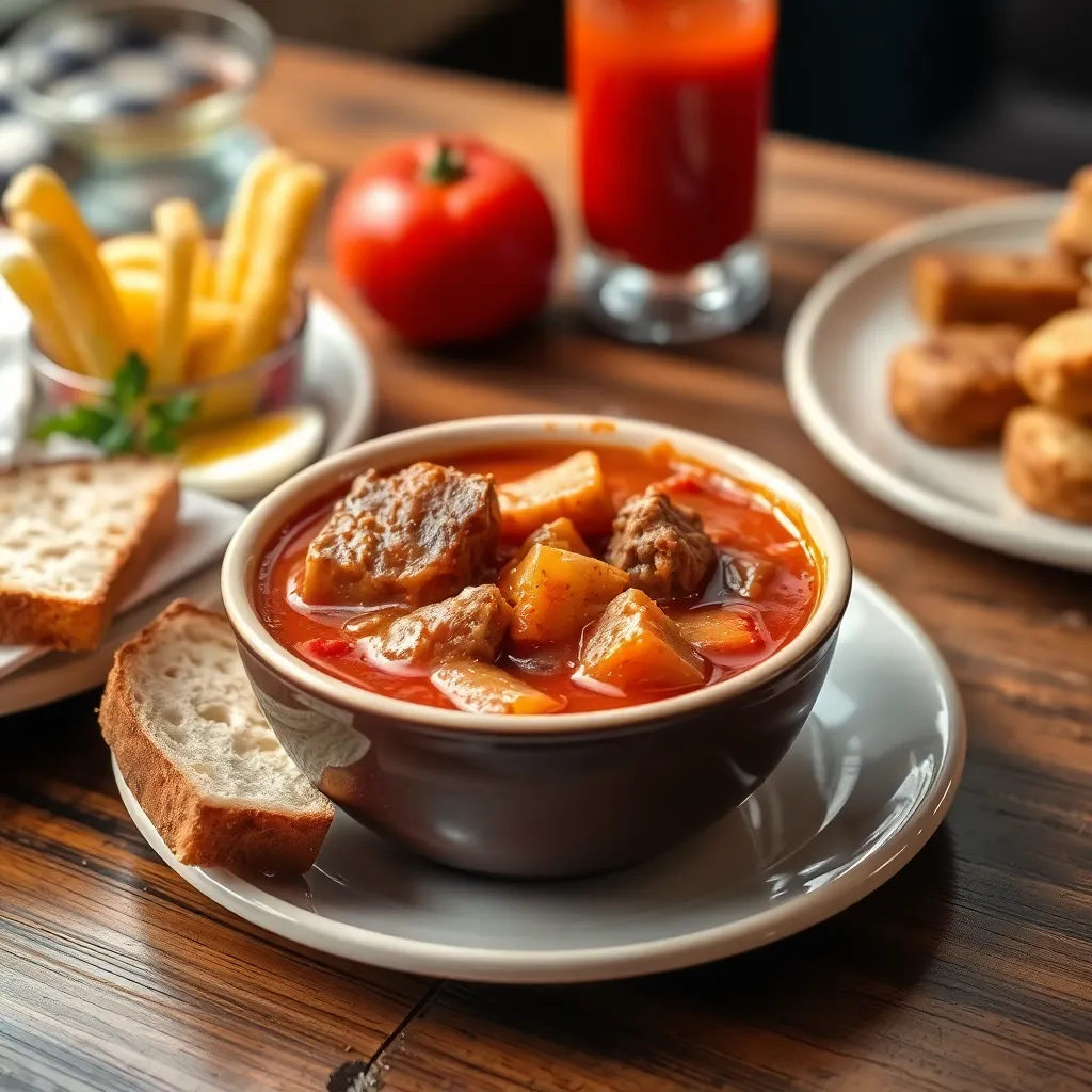 Recept - Guľášová polievka s kúskami mäska a chlebom