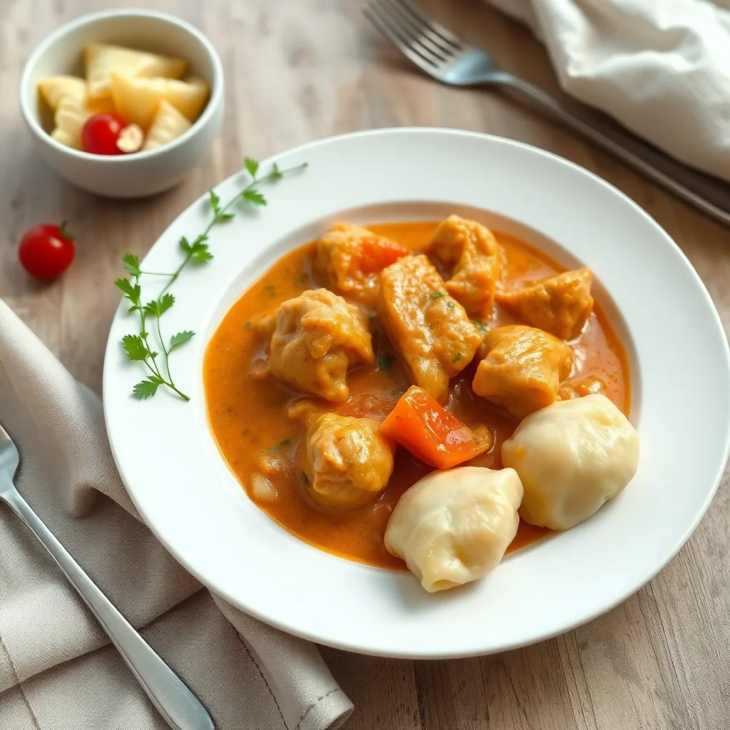 Recept - Kurací paprikáš na smotane podávaný s domácimi haluškami