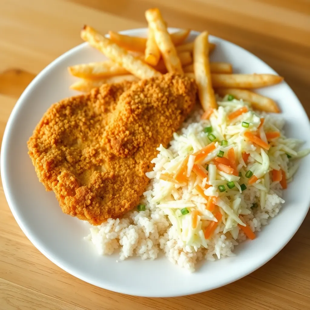 Recept - Kuracie rezníky v cornflake obale s ryžou, hranolkami a coleslaw šalátom