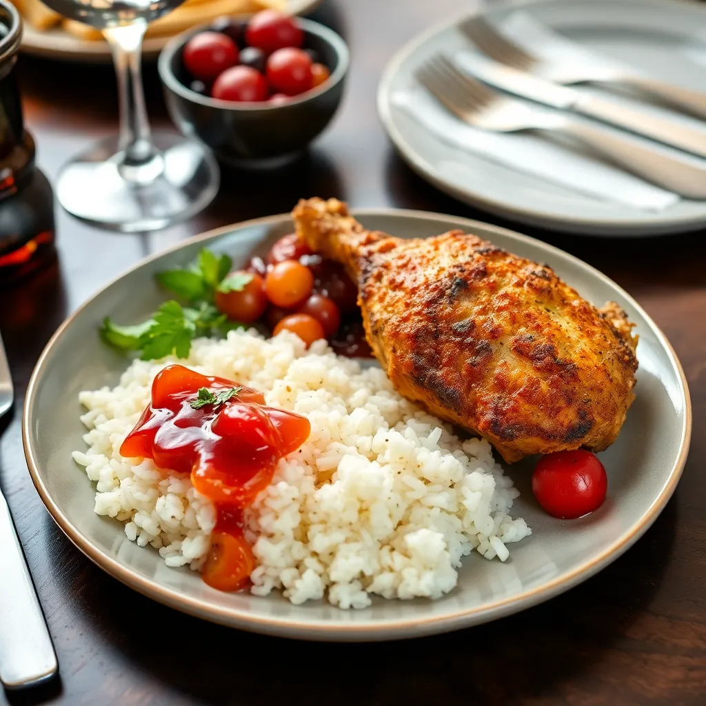 Recept - Pečené chrumkavé kuracie stehno s plnkou a jazmínovou ryžou, kompót