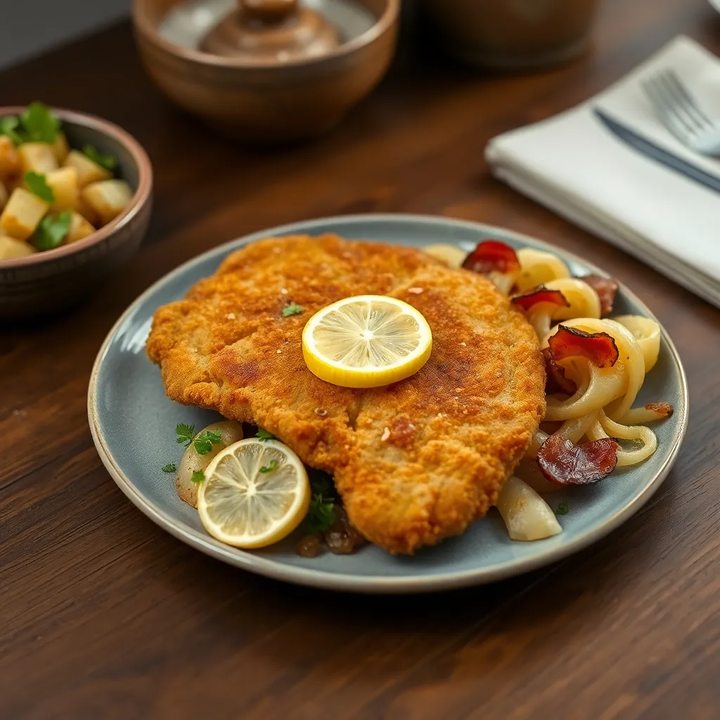 Recept - Pravý bravčový Wienerschnitzel s citrónom so sedliackymi zemiakmi so slaninkou a domácou čalamádou