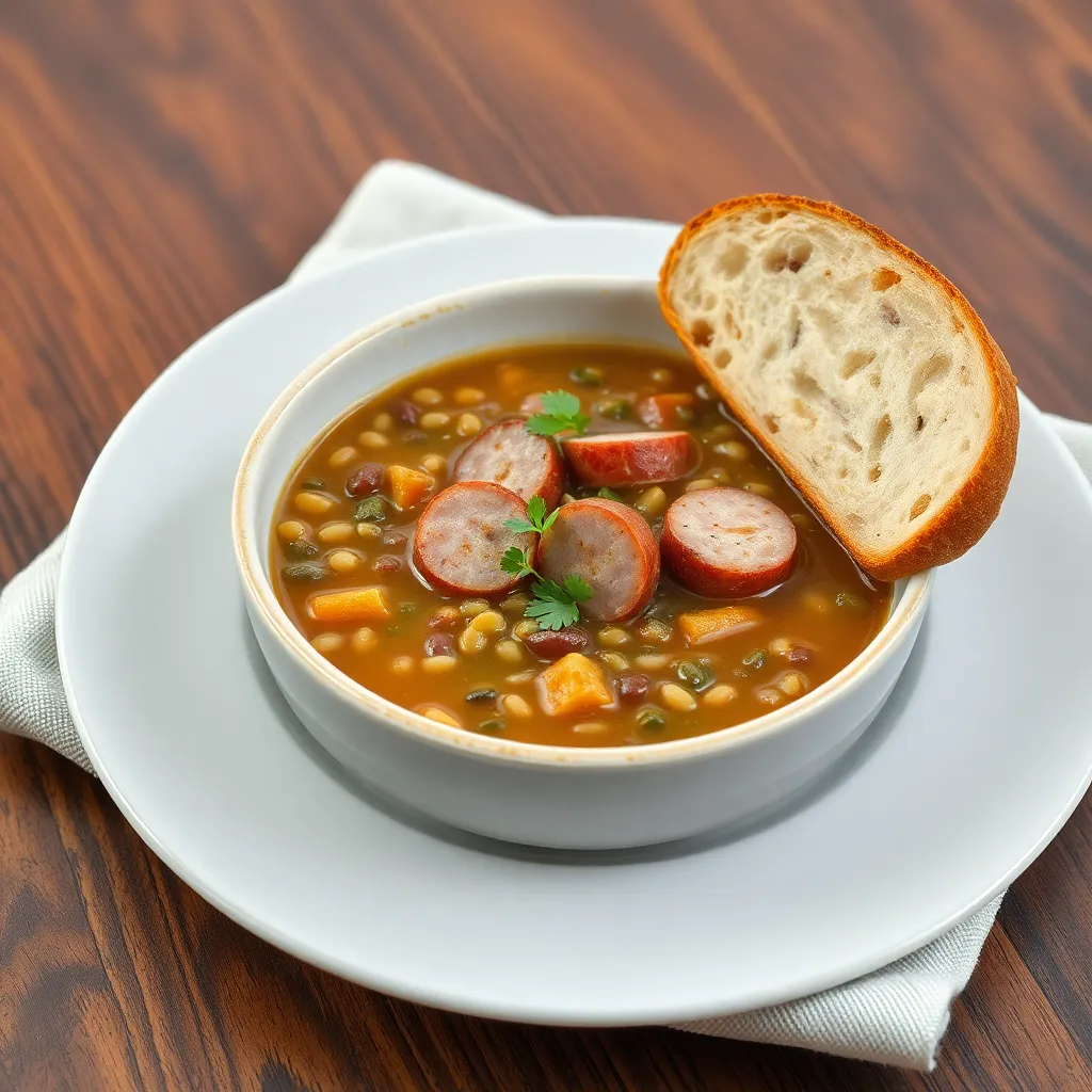 Recept - Šošovicová kyslá s klobáskou a chlebom