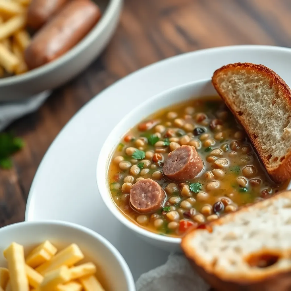 Recept - Domáca šošovicová na kyslo s klobáskou
