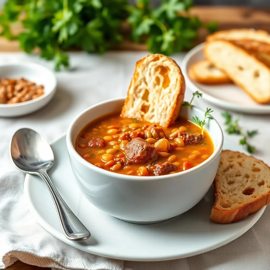 Recept - Šošovicová polievka s údeným mäsom a chlebom