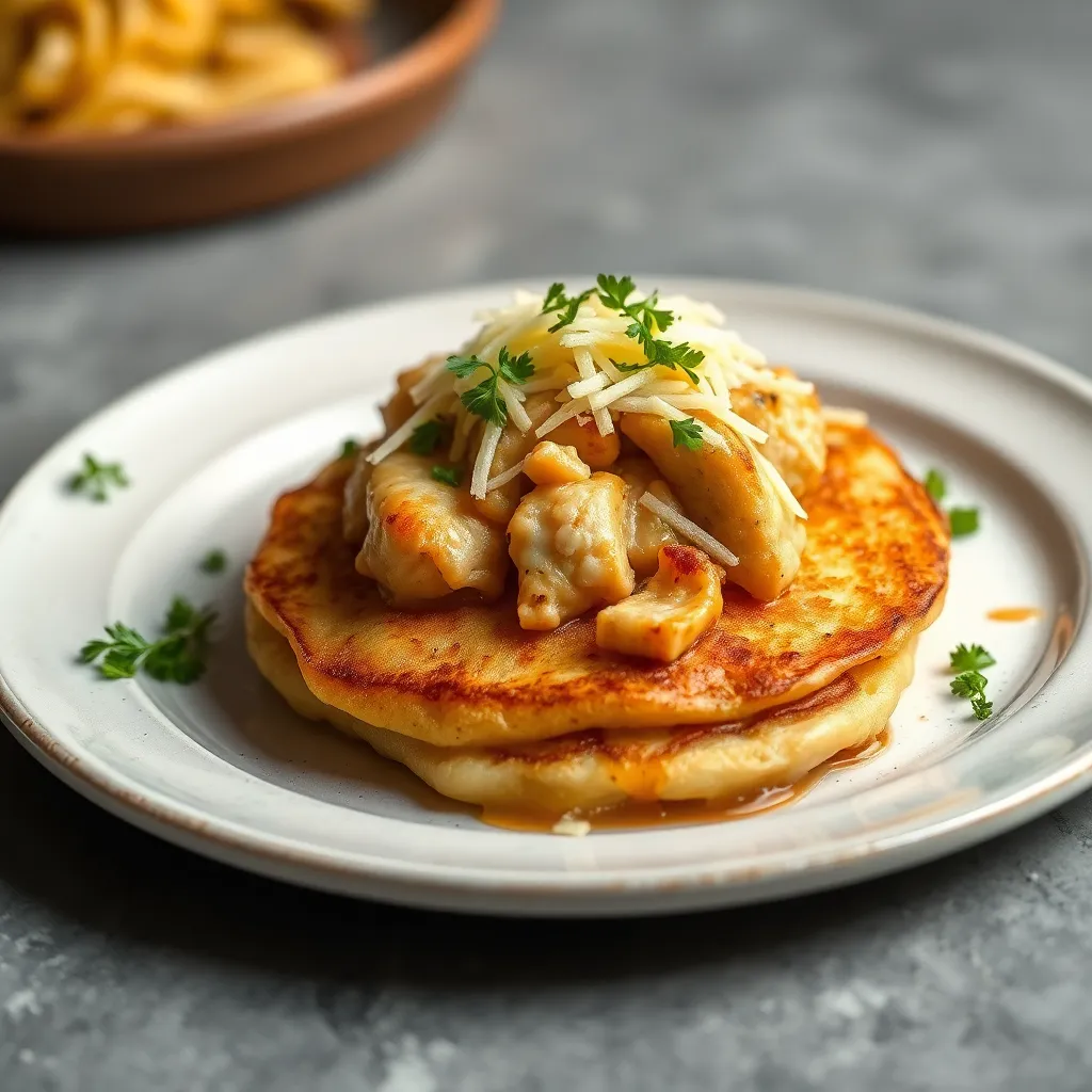 Recept - Zemiaková placka plnená kuracím soté, posypaná syrom