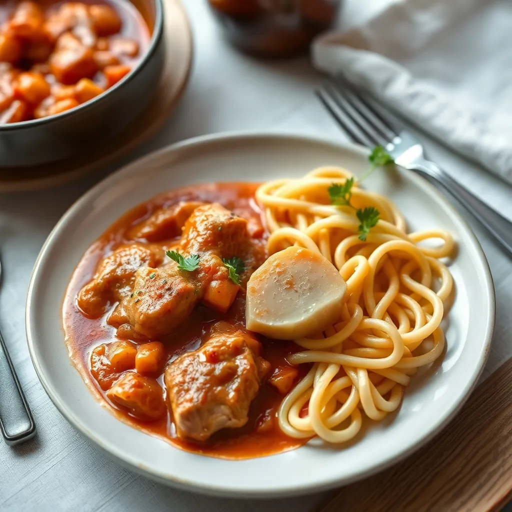 Recept - Kurací perkelt so smotanovou cestovinou