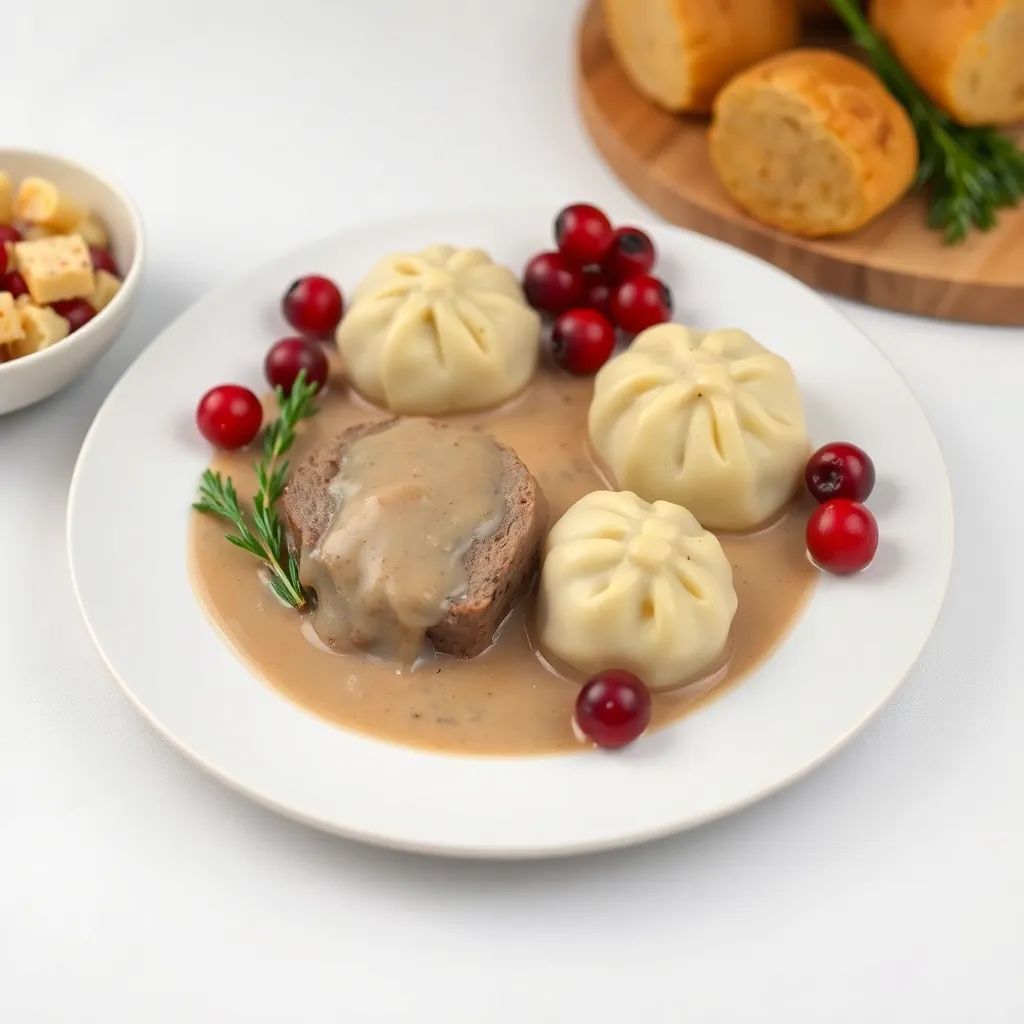 Recept - Sviečková na smotane, s domácou parenou knedľou a brusnicami (1,3,7) 150g/120g
