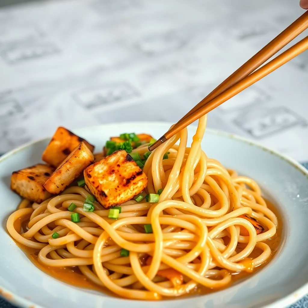 Recept - Teriyaki udon rezance, s grilovaným tofu (1,6) 200g/100g