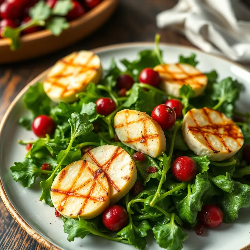 Recept - Grilovaný oštiepok na zelenom šaláte s brusnicovou vinaigrette
