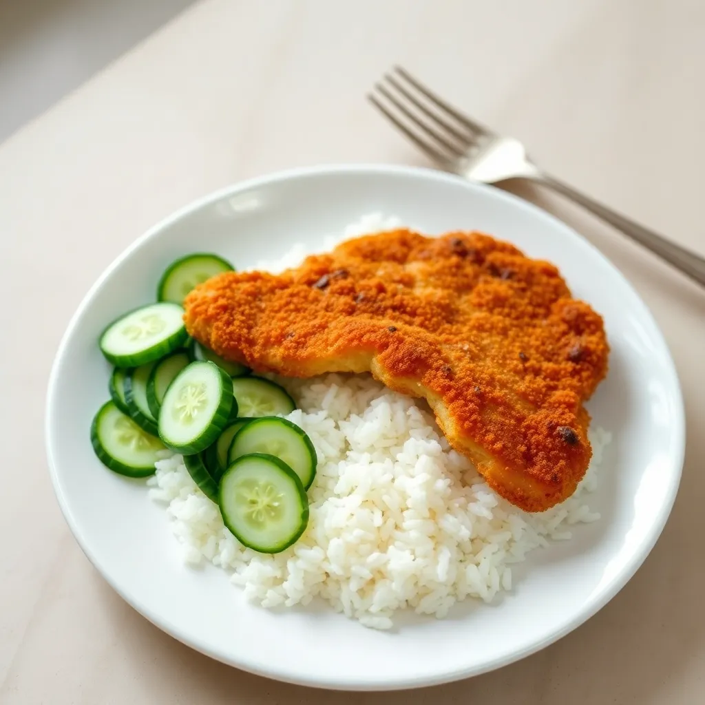 Recept - Bravčový žobrácky prírodný rezeň s ryžou a uhorkou