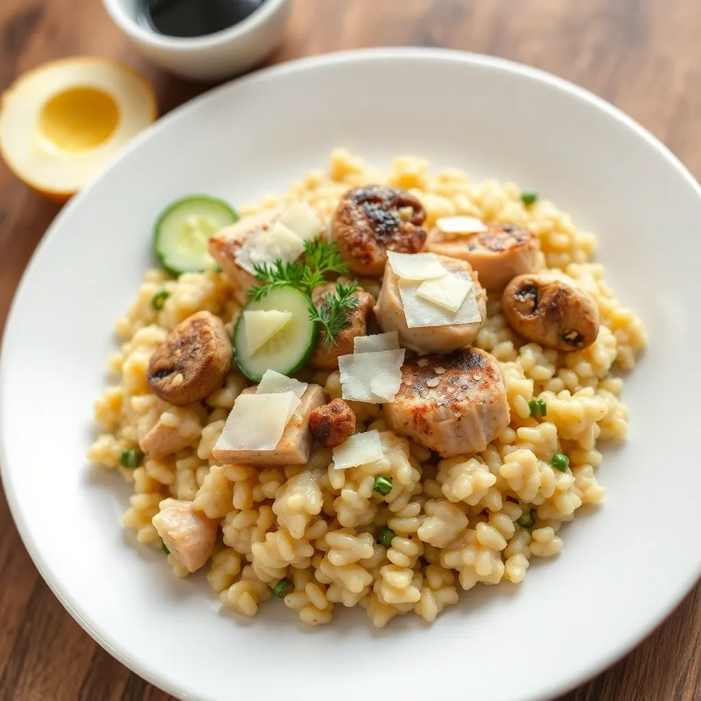 Recept - Hubové rizoto s kuracím mäsom, parmezán a uhorka
