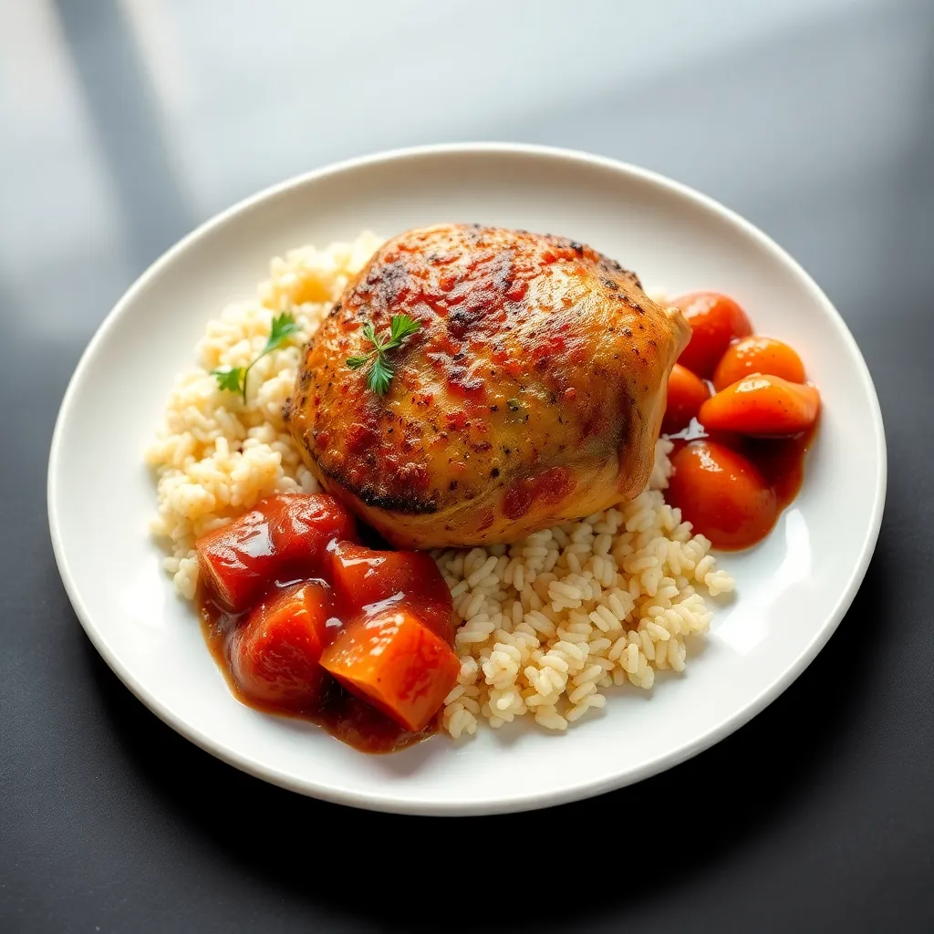 Recept - Pečené kuracie stehno s plnkou, ryža a domáci kompót
